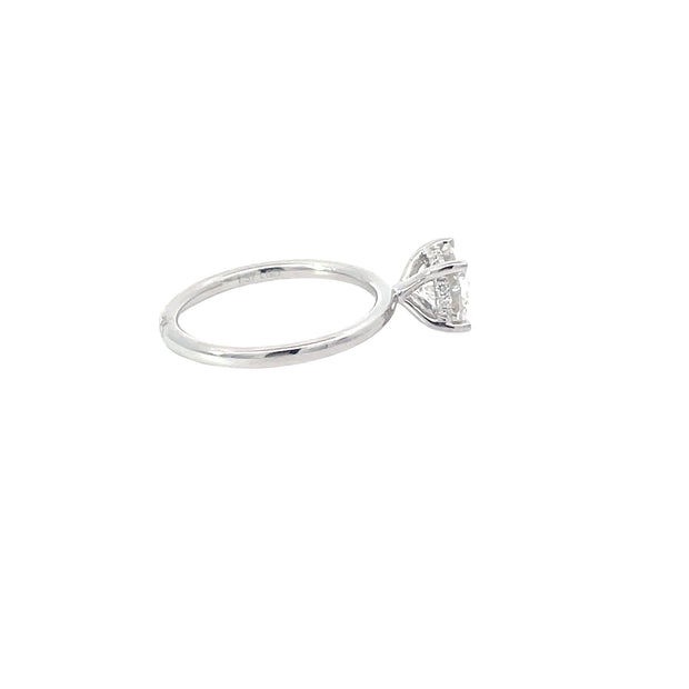 14 Karat White Gold Round Lab Grown Engagement Ring