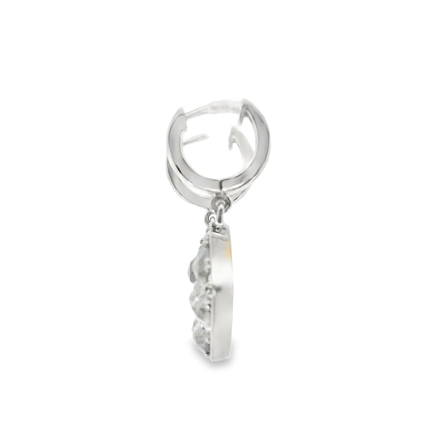 Salt and Pepper Drop Earrings with White Diamonds