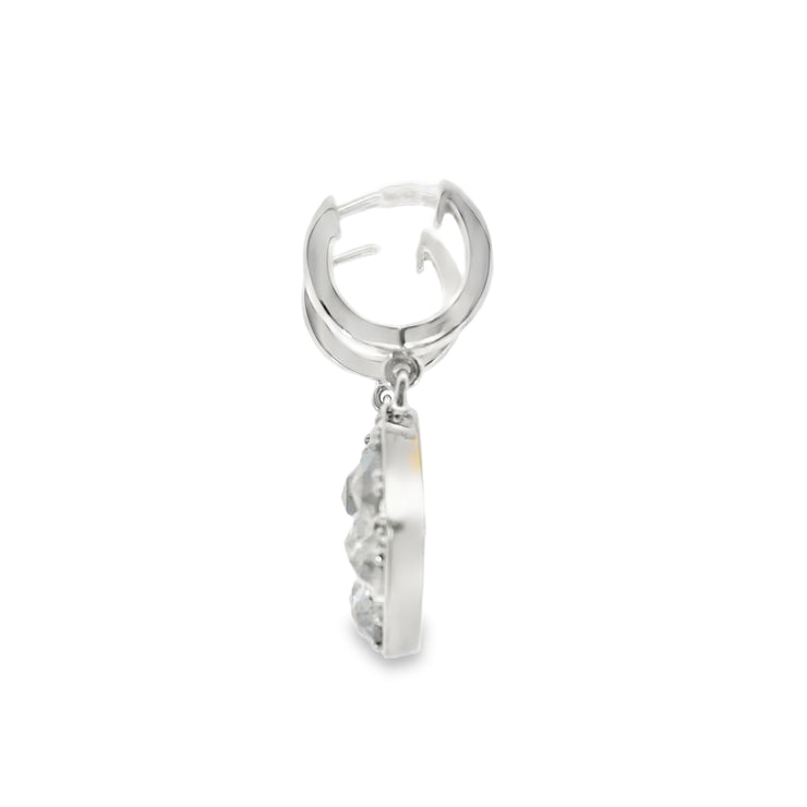Salt and Pepper Drop Earrings with White Diamonds