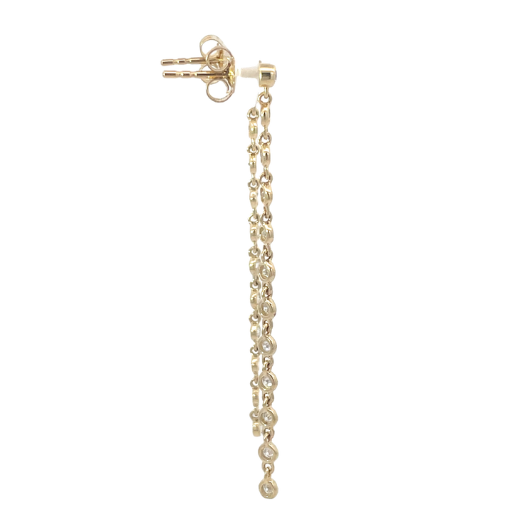 Yellow Gold Diamond Bezel Drop Earrings