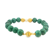 Malachite and Pearl Bead Bracelet