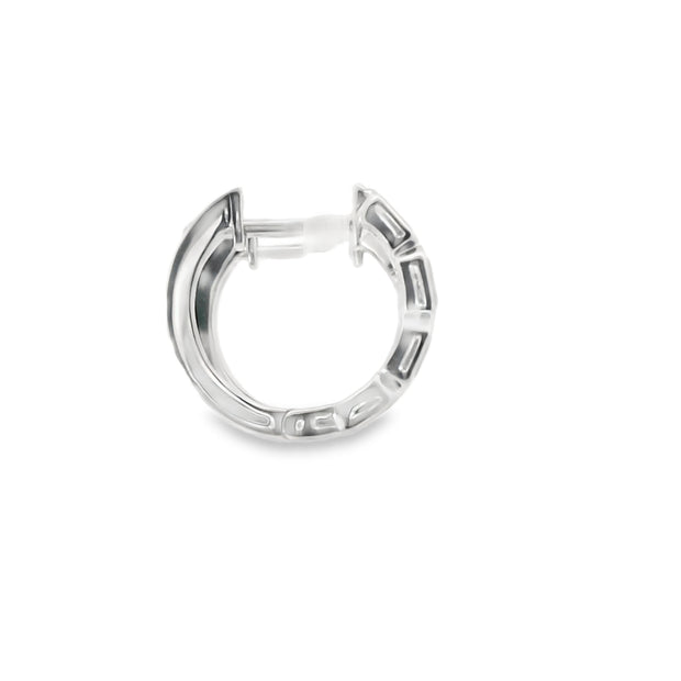 Emerald Cut Bezel Set Diamond Huggies