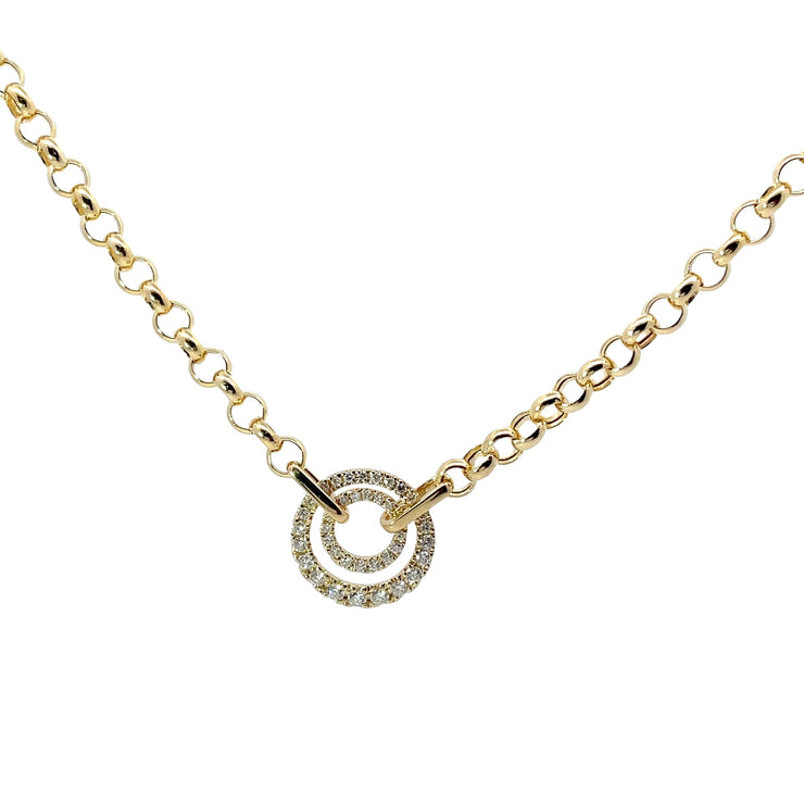 Yellow Gold Diamond Circle Pendant Necklace