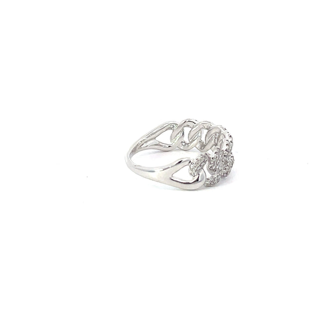 White Gold Diamond Chain Ring