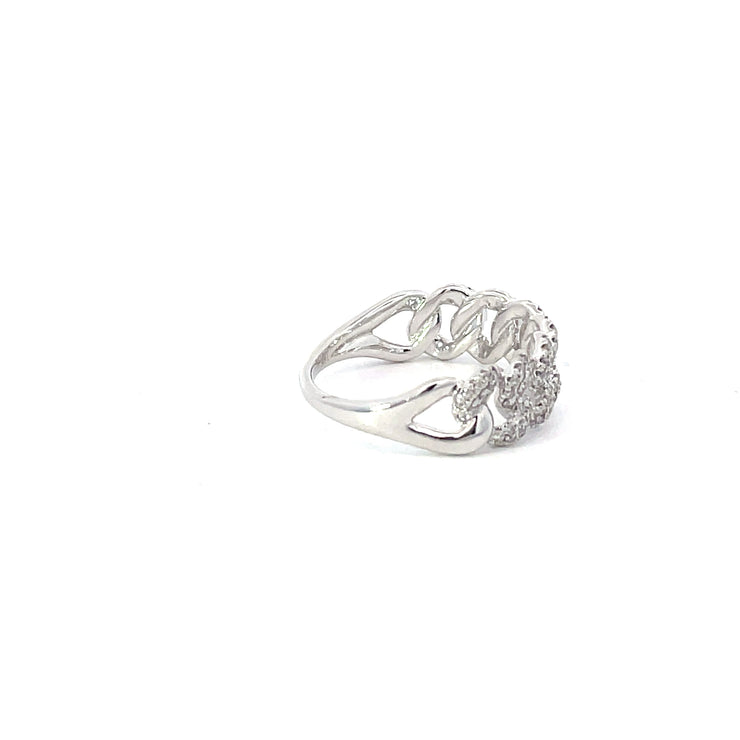 White Gold Diamond Chain Ring