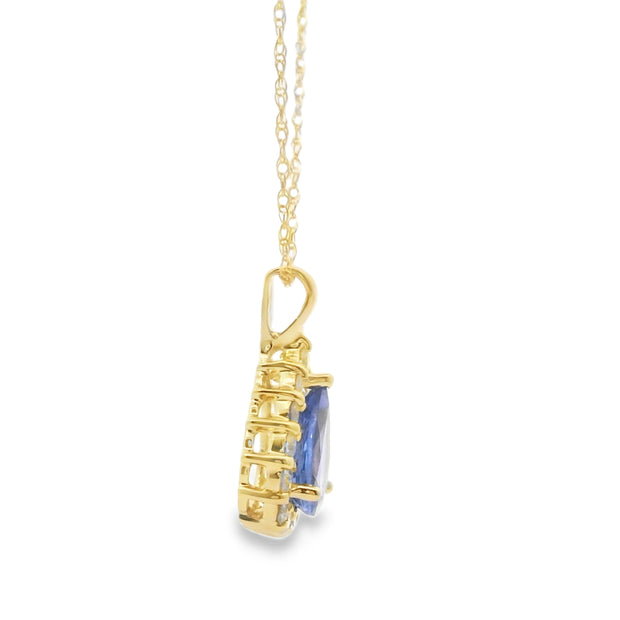 Tanzanite and Diamond Halo Pendant