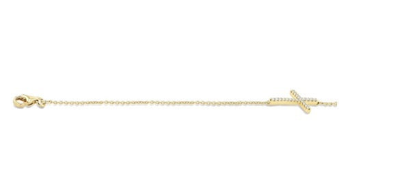 Sideway Cross Petite Diamond Fashion Chain Bracelet