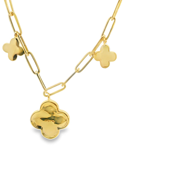 Clover Paperclip Link Necklace