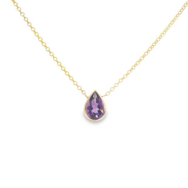 Bezel Set Amethyst Necklace