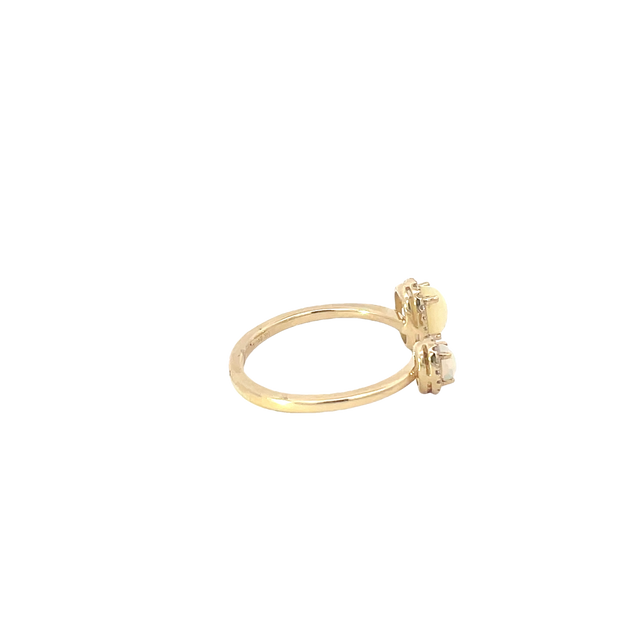 Yellow Gold Diamond Halo Opal Ring
