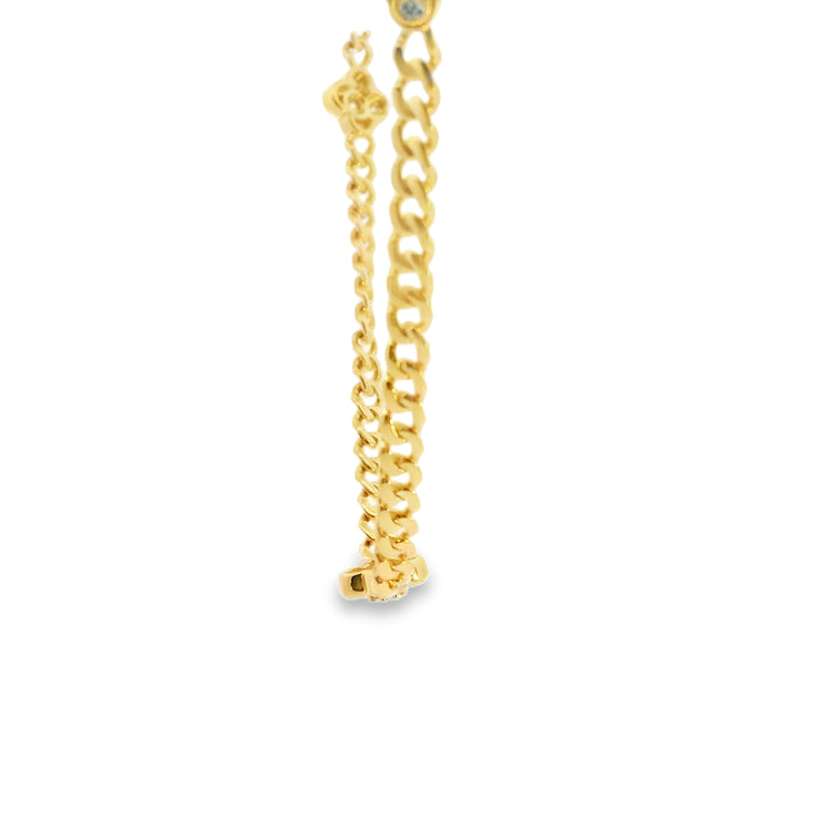 Cuban Necklace With Diamond Clovers