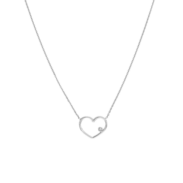 White Gold Open Wire Heart Necklace
