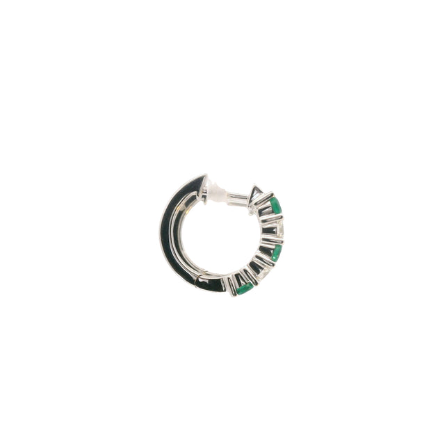 Huggies with Emeralds and Diamonds