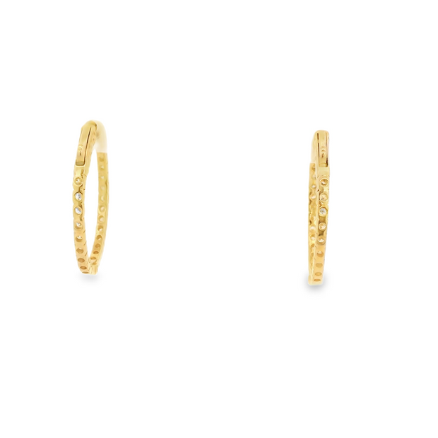 Yellow Gold Inverted Diamond Hoops