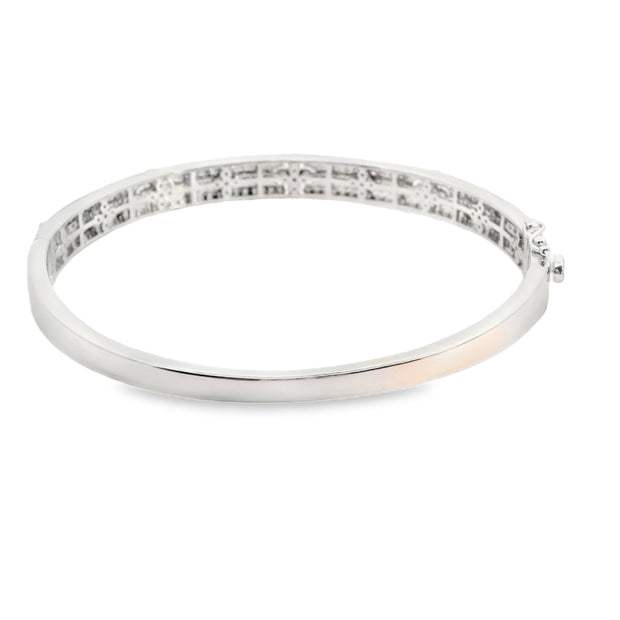 Pave Bangle Bracelet with Diamond Clovers