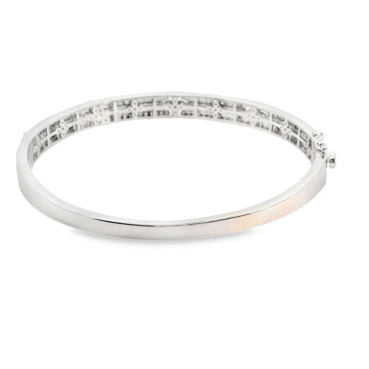Pave Bangle Bracelet with Diamond Clovers
