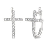 Cross Diamond Huggie Fashion Earrings