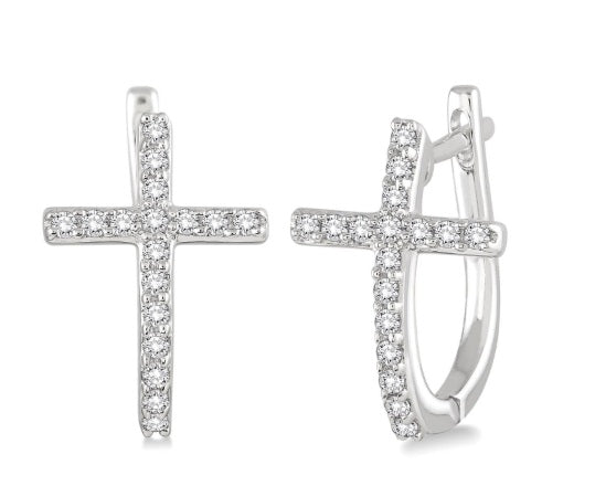 Cross Diamond Huggie Fashion Earrings