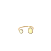 Yellow Gold Diamond Halo Opal Ring