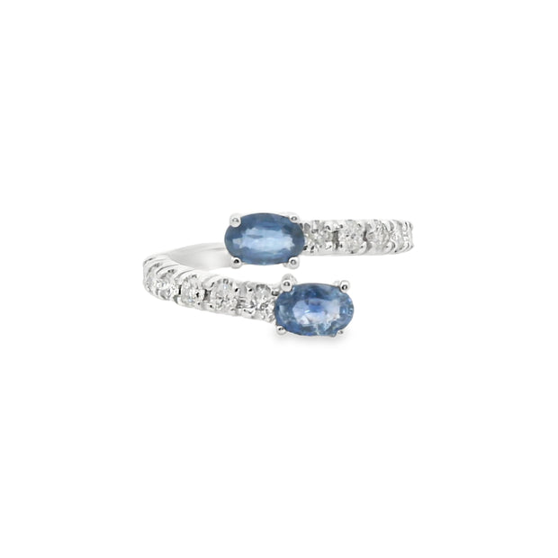 Sapphire and Diamond Bypass Ring