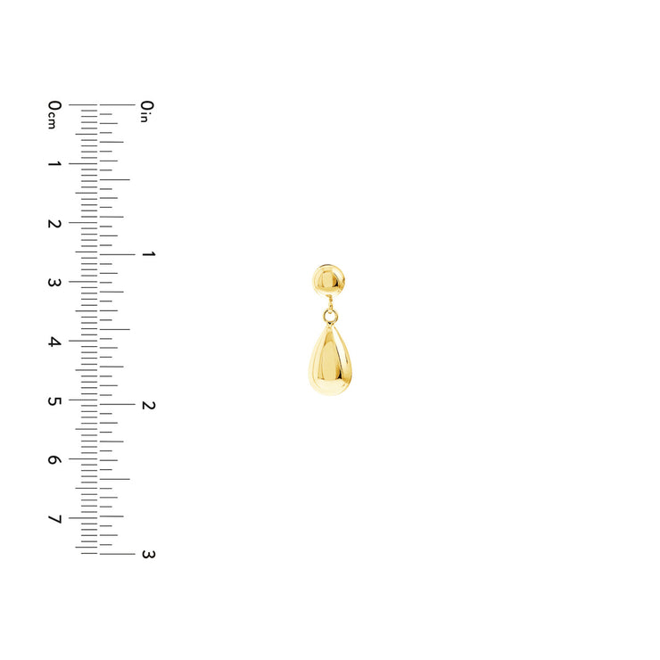 Yellow Gold Drop Stud Earring