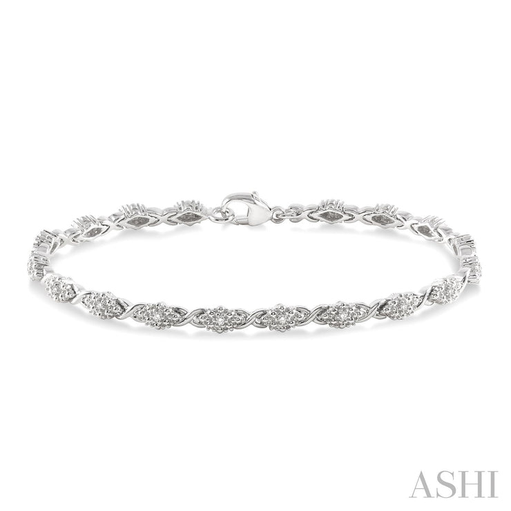 Sterling Silver Diamonds Fancy Link Bracelet