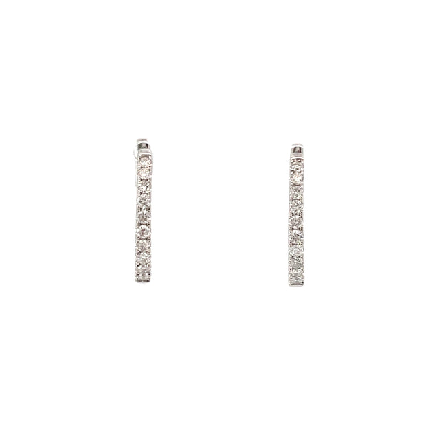 14 Karat White Gold Diamond Huggies