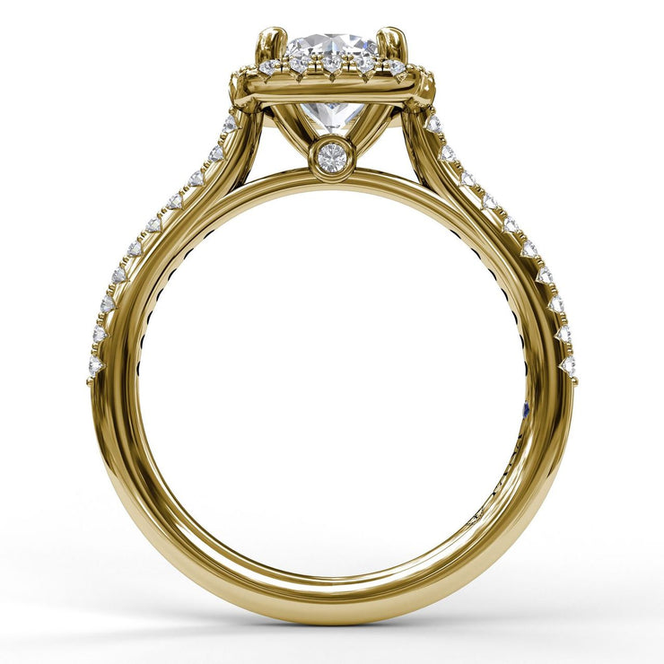 14 Karat Yellow Gold Halo Semi-Mount Ring