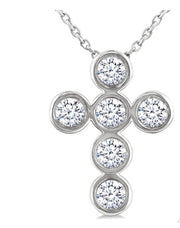 6 Stone Bezel Cross Diamond Fashion Pendant