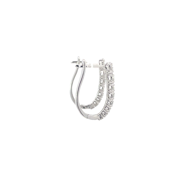 White Gold Graduating Diamond Hoops