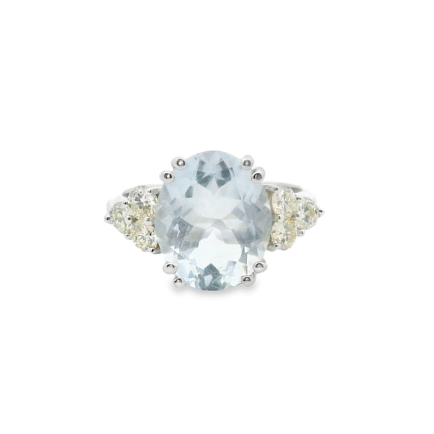 Aquamarine and Diamond Ring