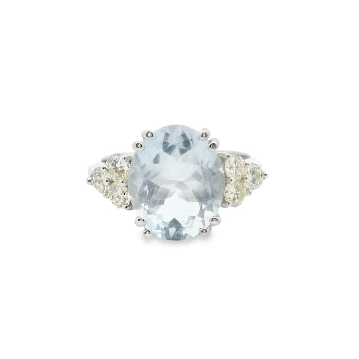 Aquamarine and Diamond Ring