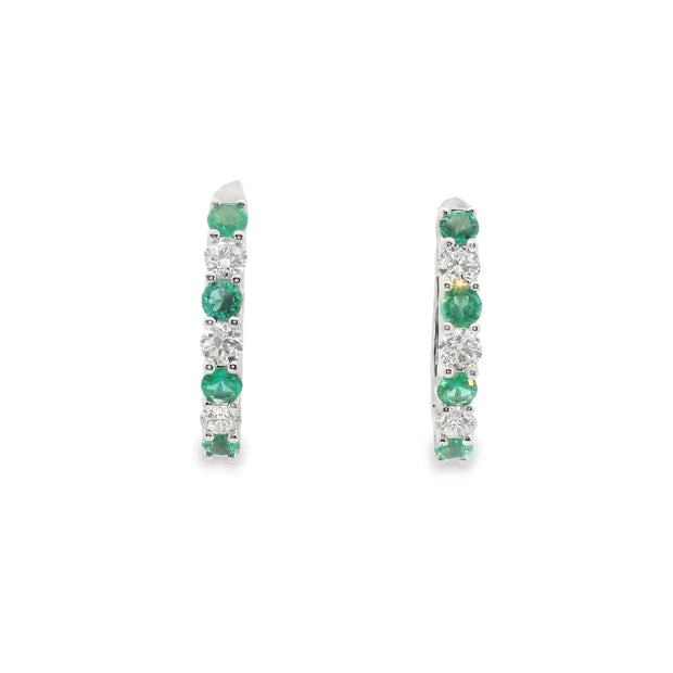 Huggies with Emeralds and Diamonds