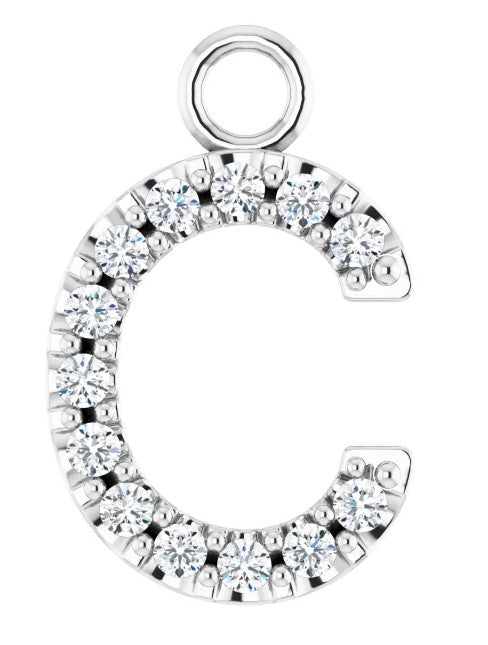 14 Karat Diamond Pave "C" Dangle