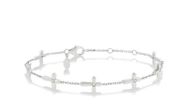 Cross Petite Diamond Fashion Station Chain Bracelet