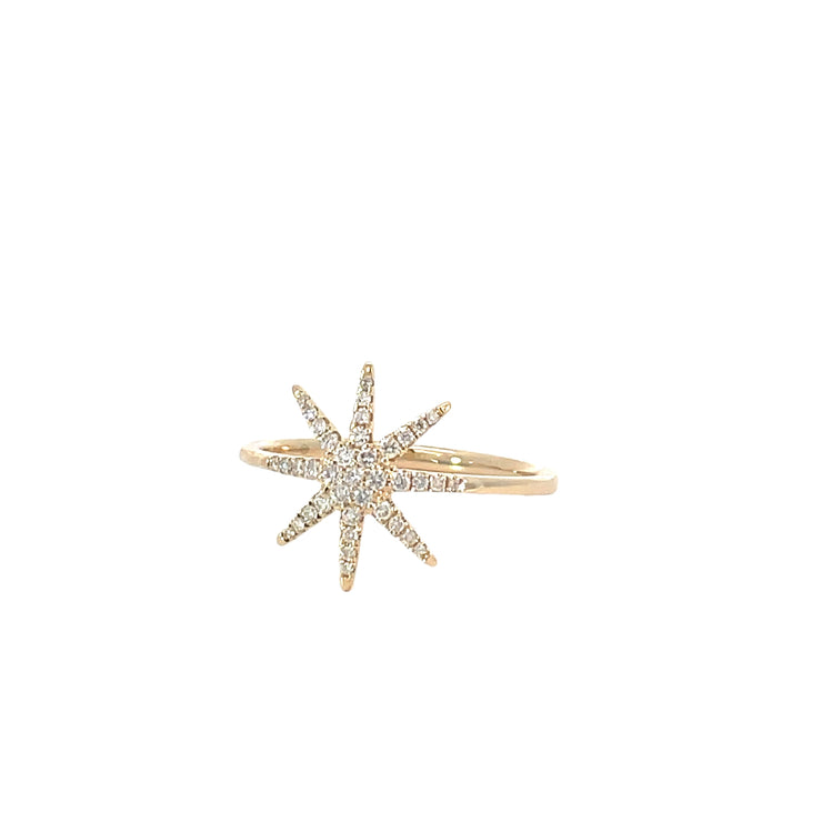 14k Yellow Gold Diamond Starburst Ring