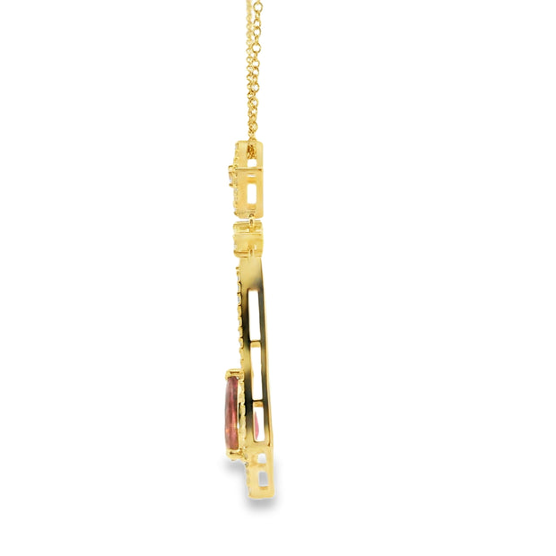 Pink Tourmaline Geometric Pendant