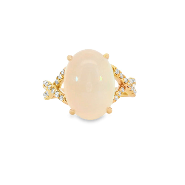 Moonstone and Diamond Twist Ring