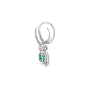 Emerald and Diamond Halo Drop Earrings