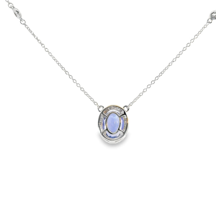 Tanzanite and Diamond Halo Pendant
