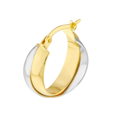 Two-Tone Overlaping Tube Round Hoop Earrings