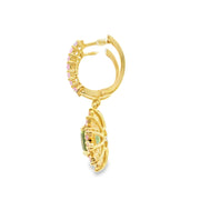 Mint Tourmaline Drop Earrings with Pink Tourmaline and Diamond Accents