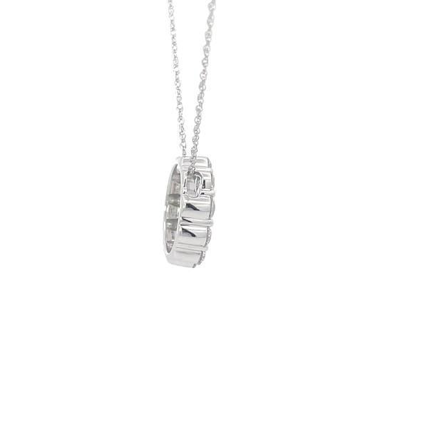 White Gold Diamond Circle Pendant Necklace