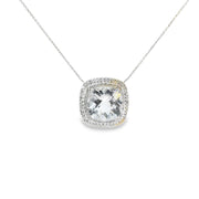 Aquamarine and Diamond Double Halo Pendant