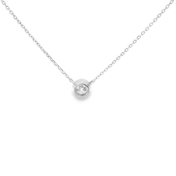 Diamond Bezel Set Solitaire Necklace