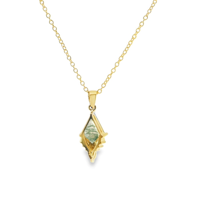 Moss Agate and Diamond Pendant