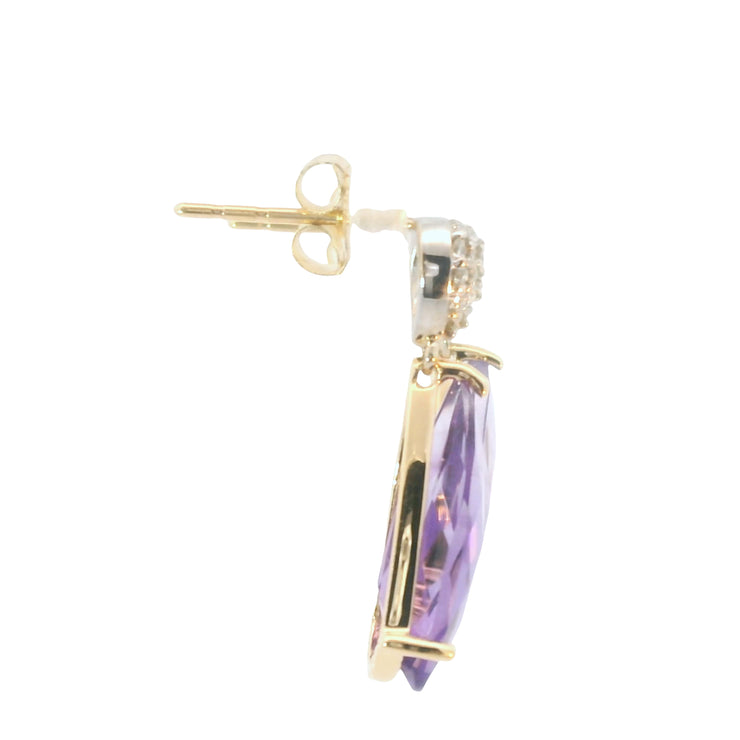 Amethyst and Diamond Drop Earrings