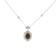 Ruby and Diamond Halo Necklace