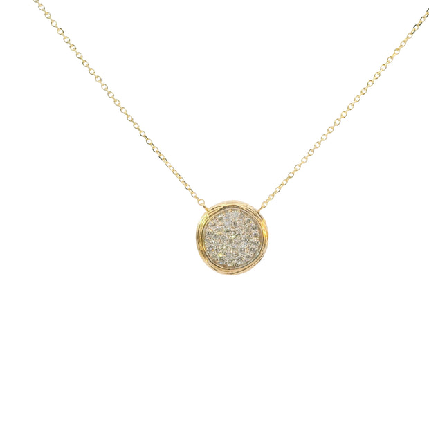 Textured Bezel Diamond Cluster Pendant