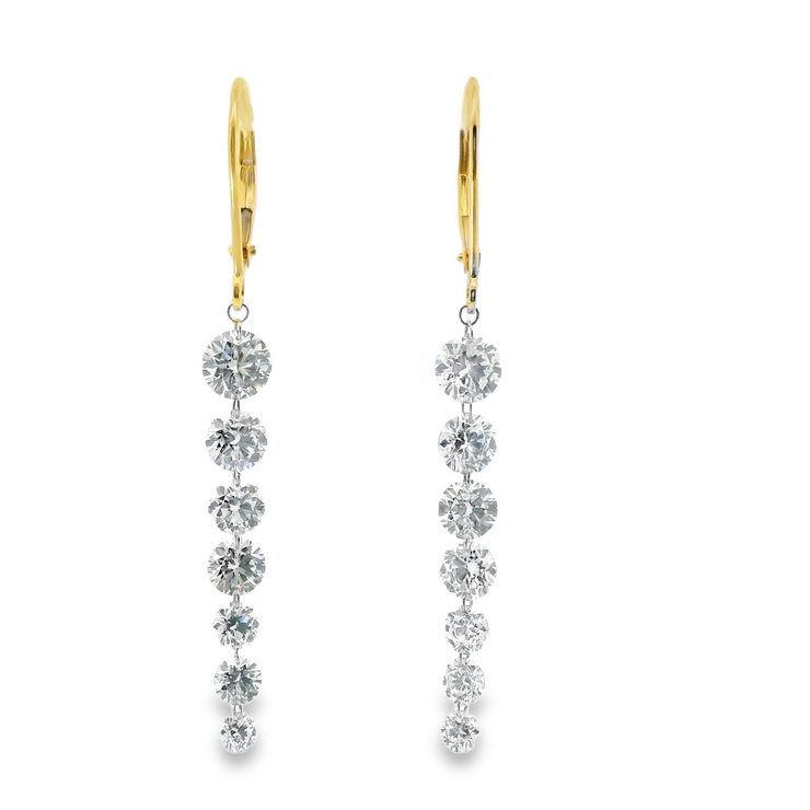 14 Karat Yellow Gold Lab Grown Diamonds Drop Earrings